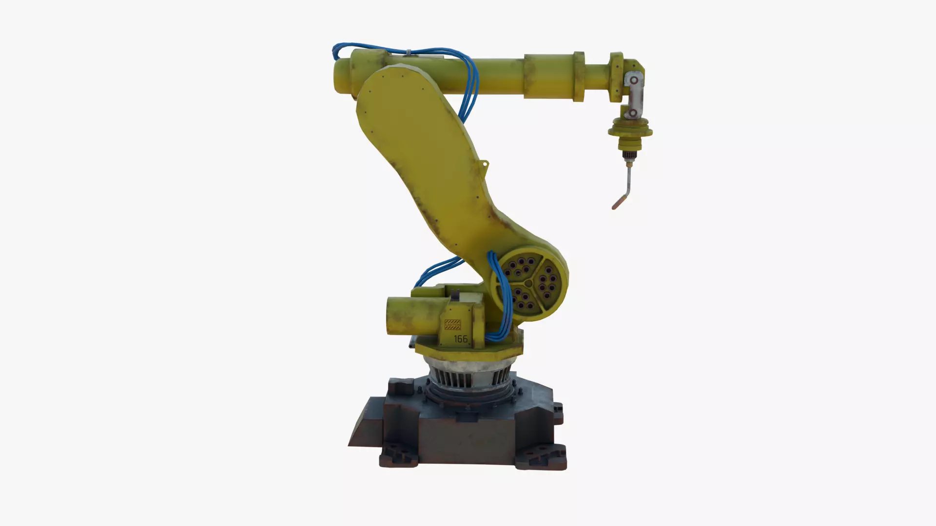 Industrial Welding Robot Yellow Rusty Low-poly 3D model_4
