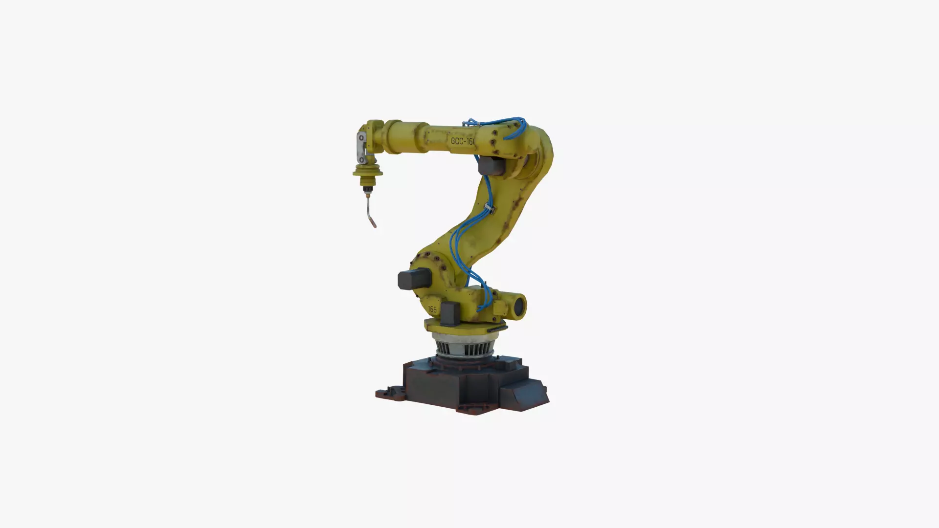 Industrial Welding Robot Yellow Rusty Low-poly 3D model_7