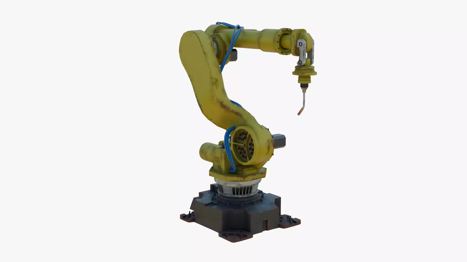 Industrial Welding Robot Yellow Rusty Low-poly 3D model_5
