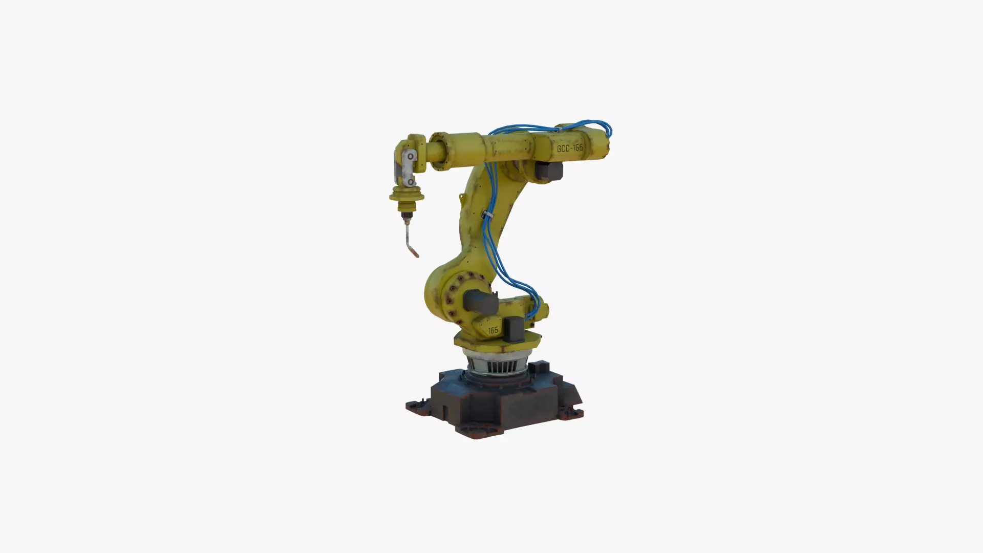 Industrial Welding Robot Yellow Rusty Low-poly 3D model_6