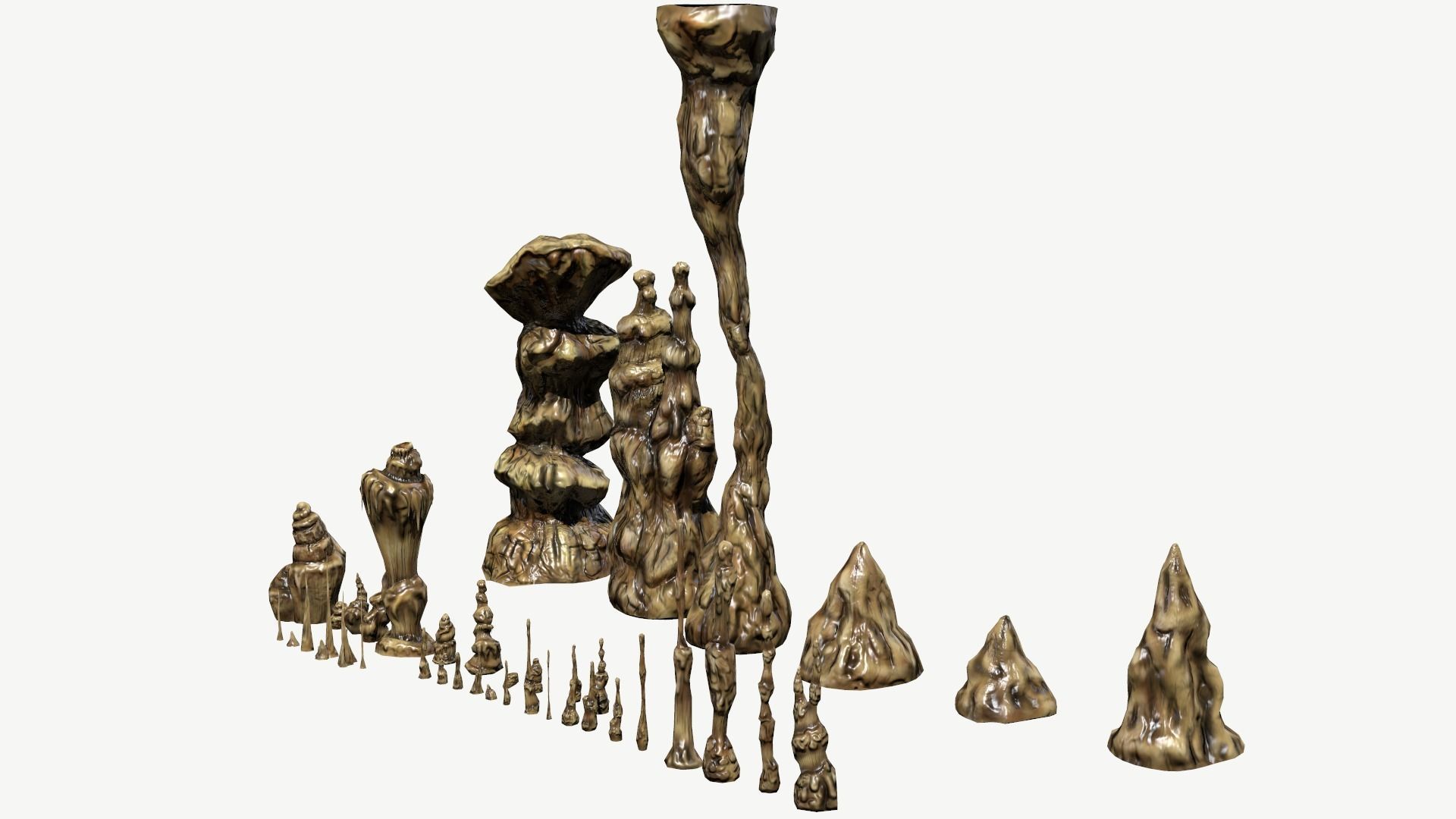 Stalagmites Set Low-poly 3D model_8