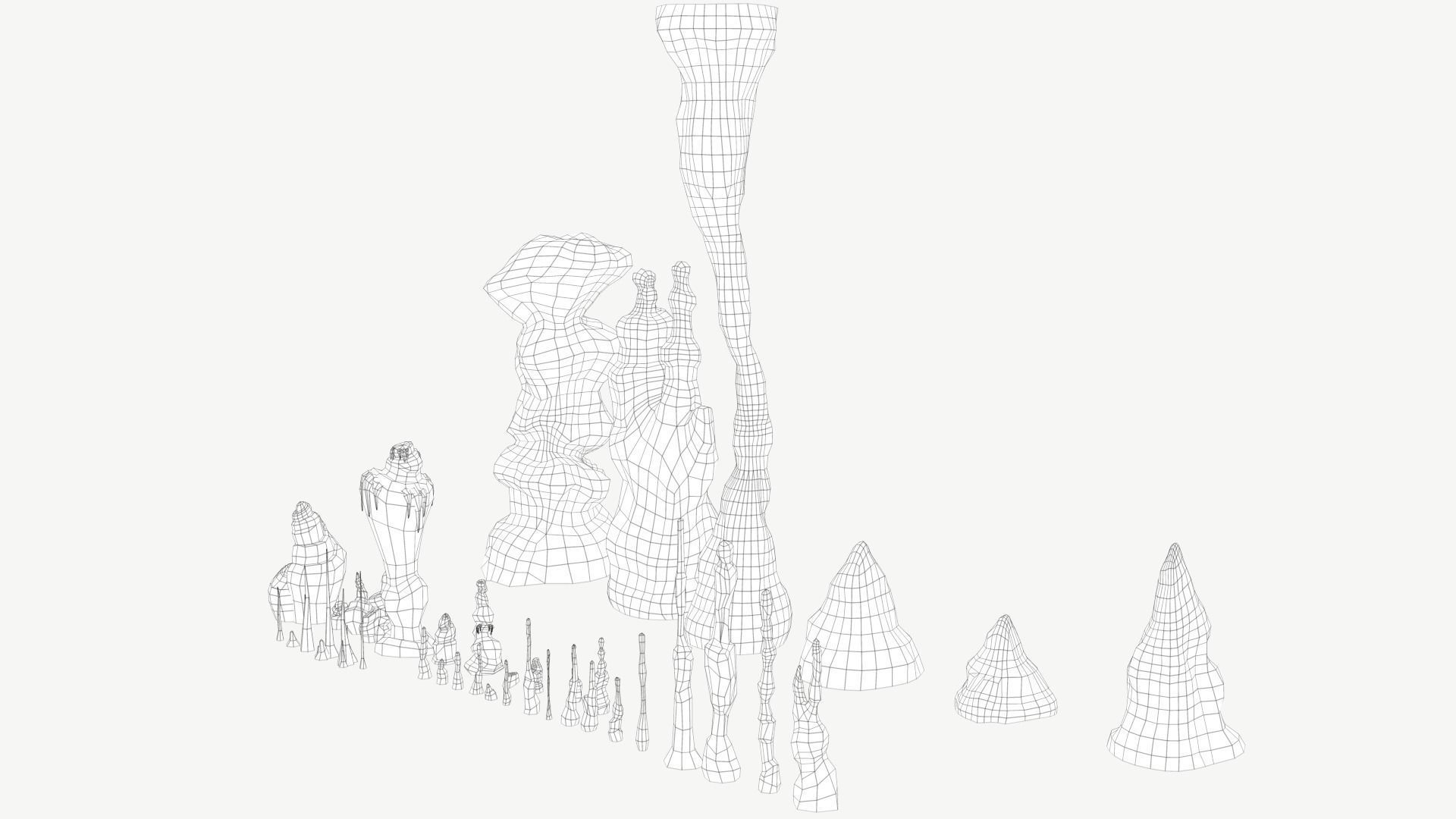 Stalagmites Set Low-poly 3D model_9