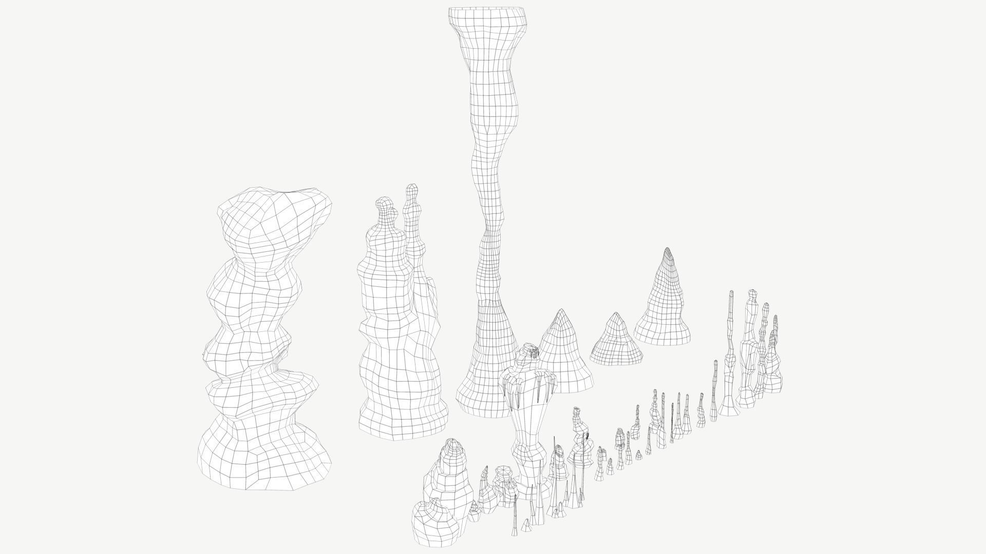 Stalagmites Set Low-poly 3D model_1