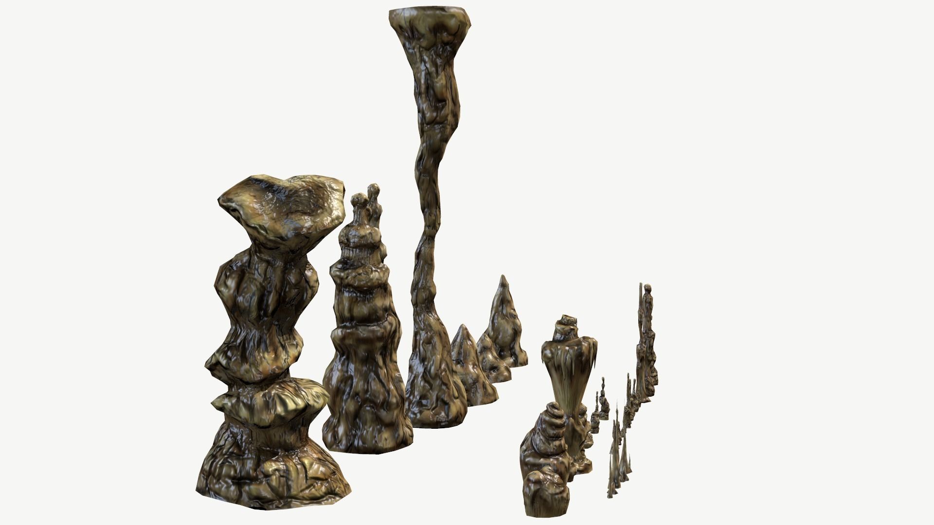Stalagmites Set Low-poly 3D model_2