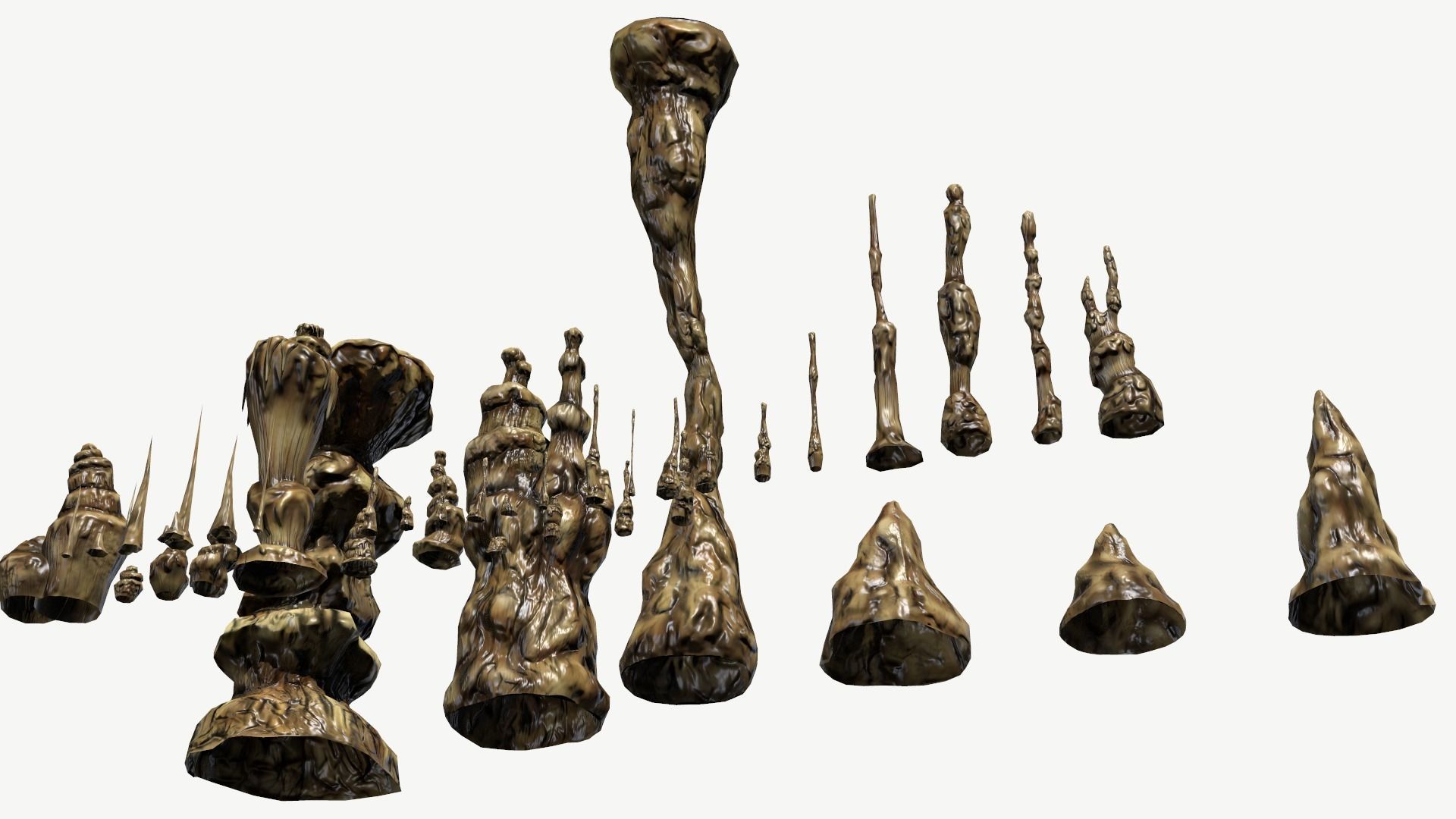 Stalagmites Set Low-poly 3D model_14