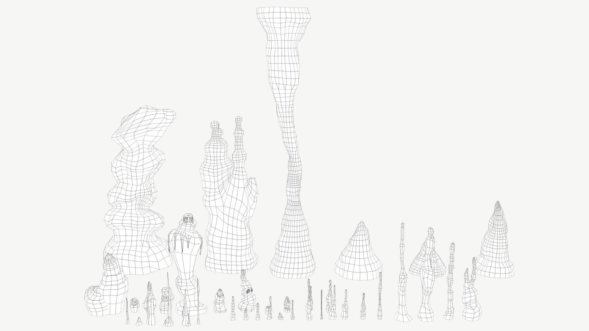 Stalagmites Set Low-poly 3D model_11