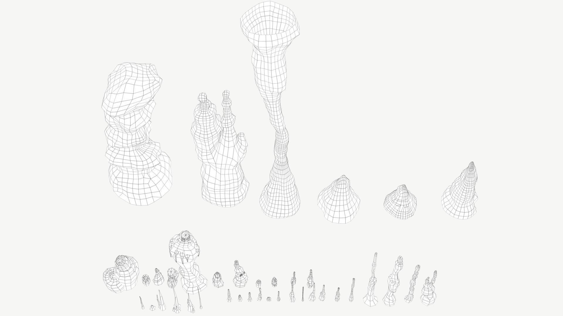 Stalagmites Set Low-poly 3D model_13