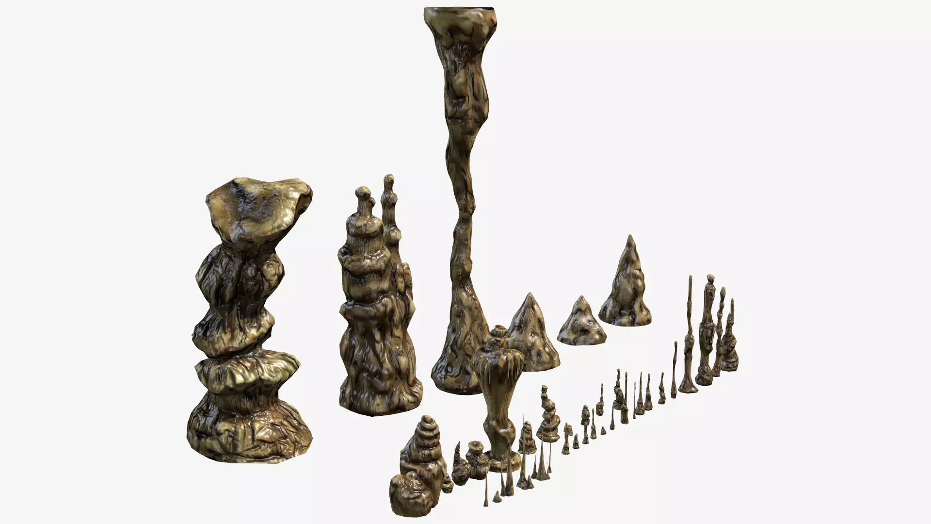Stalagmites Set Low-poly 3D model_0