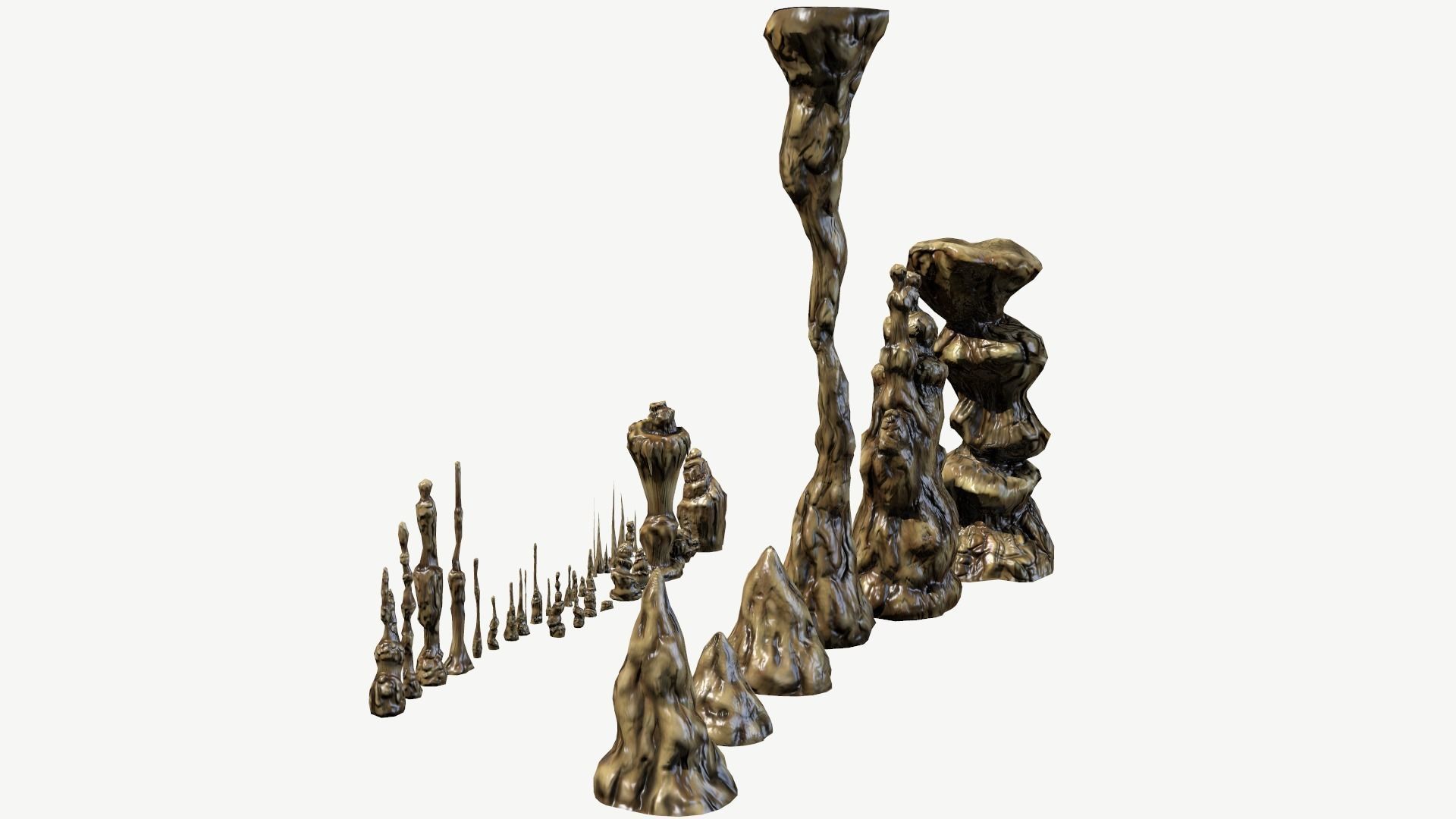Stalagmites Set Low-poly 3D model_6