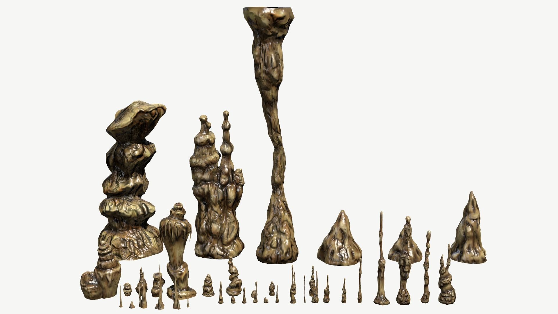 Stalagmites Set Low-poly 3D model_10
