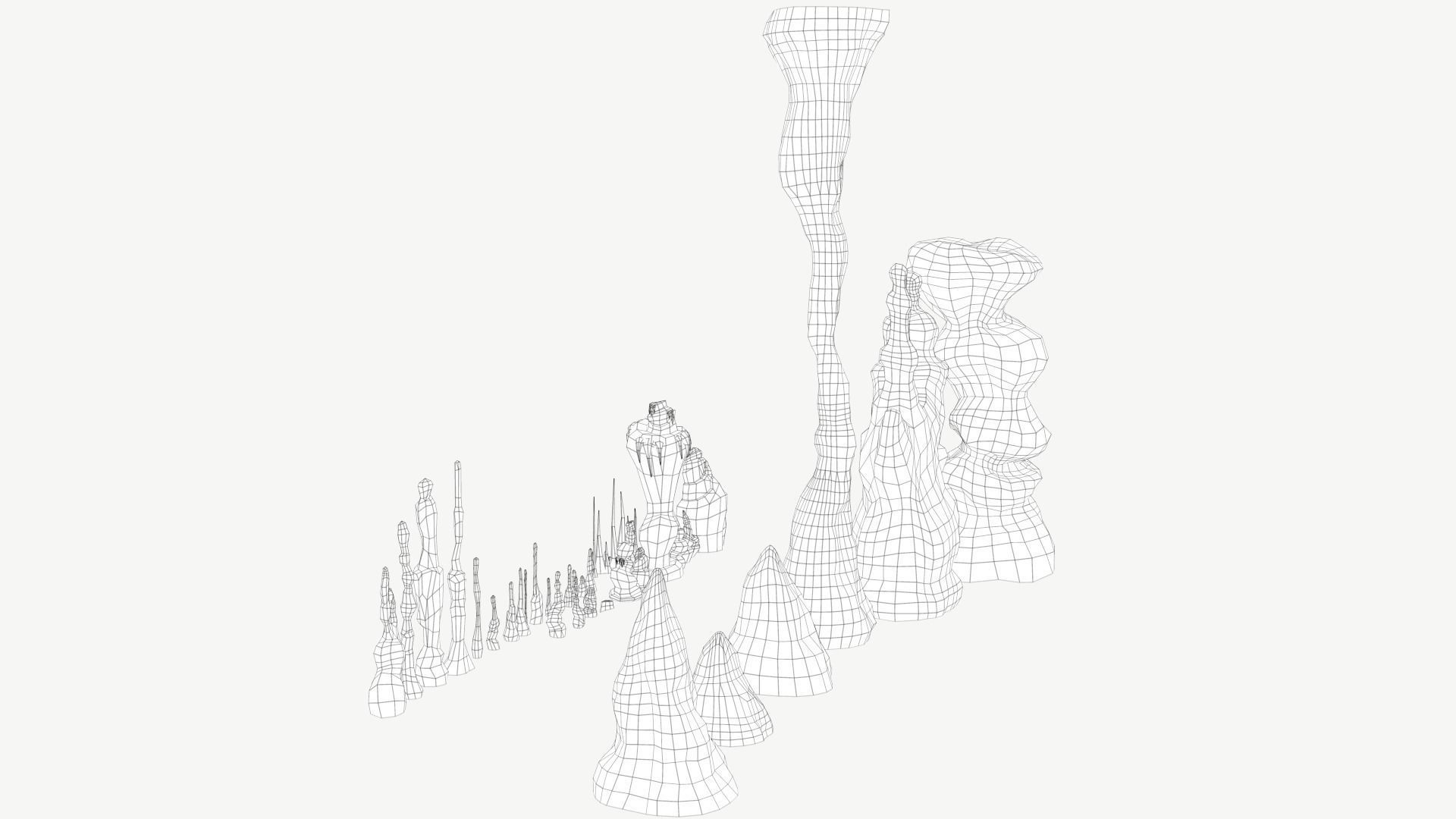 Stalagmites Set Low-poly 3D model_7
