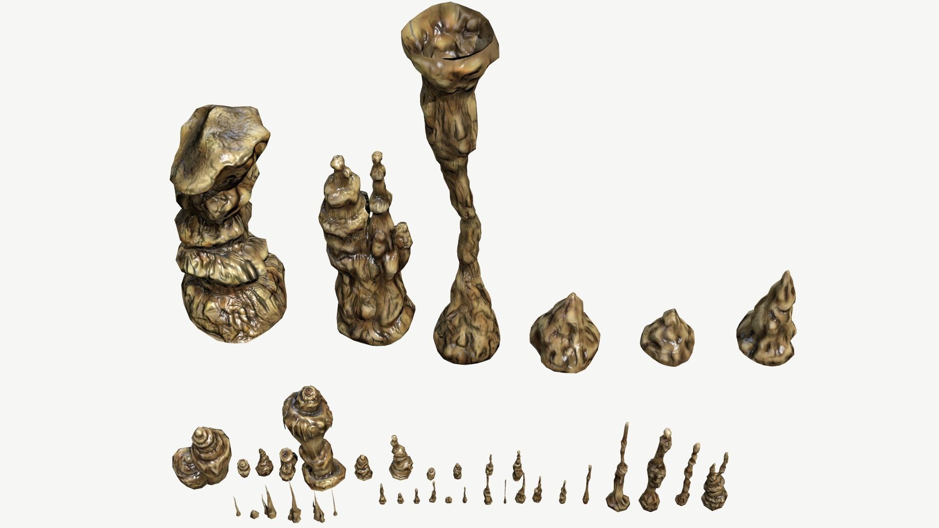 Stalagmites Set Low-poly 3D model_12