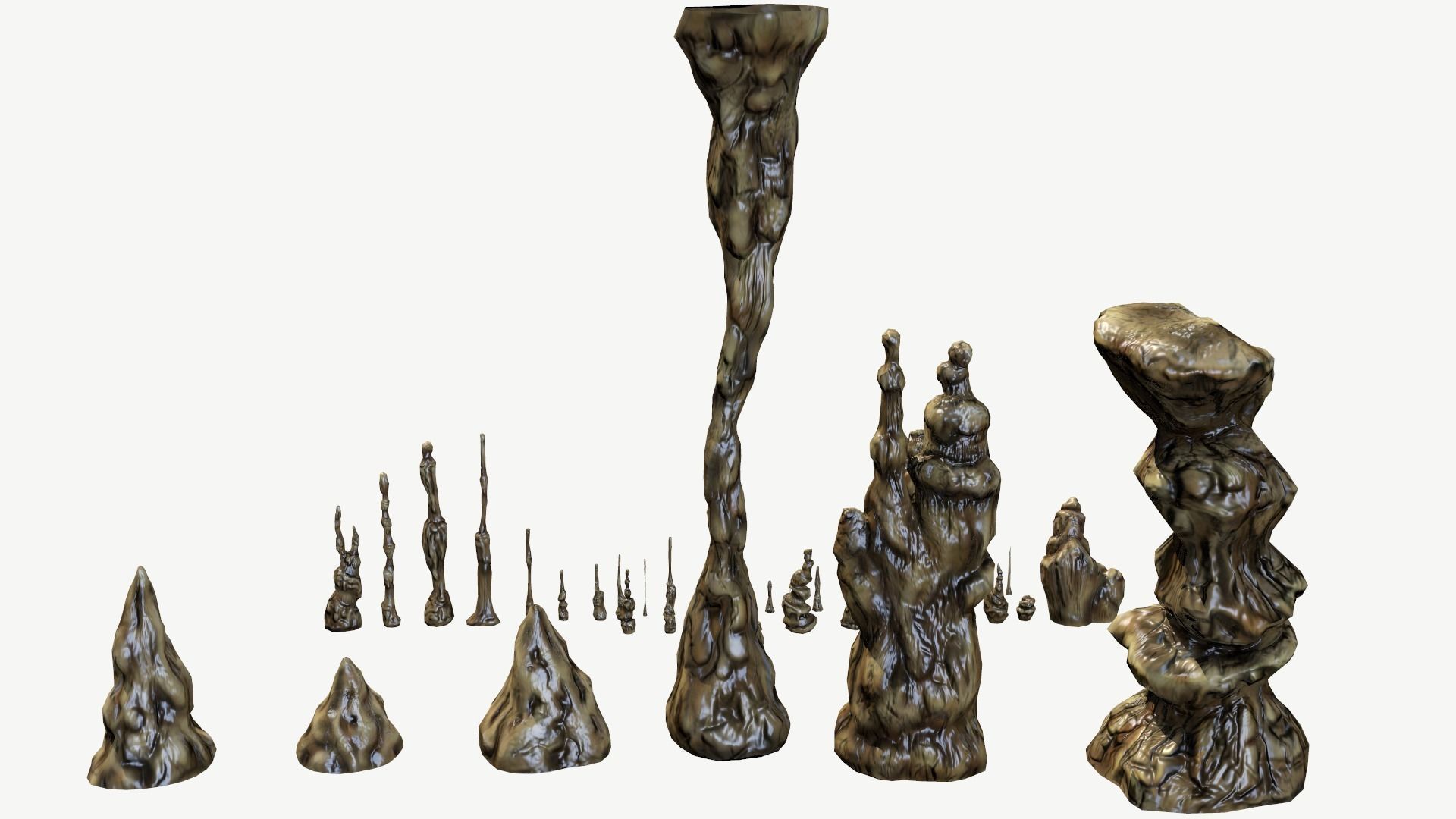 Stalagmites Set Low-poly 3D model_4