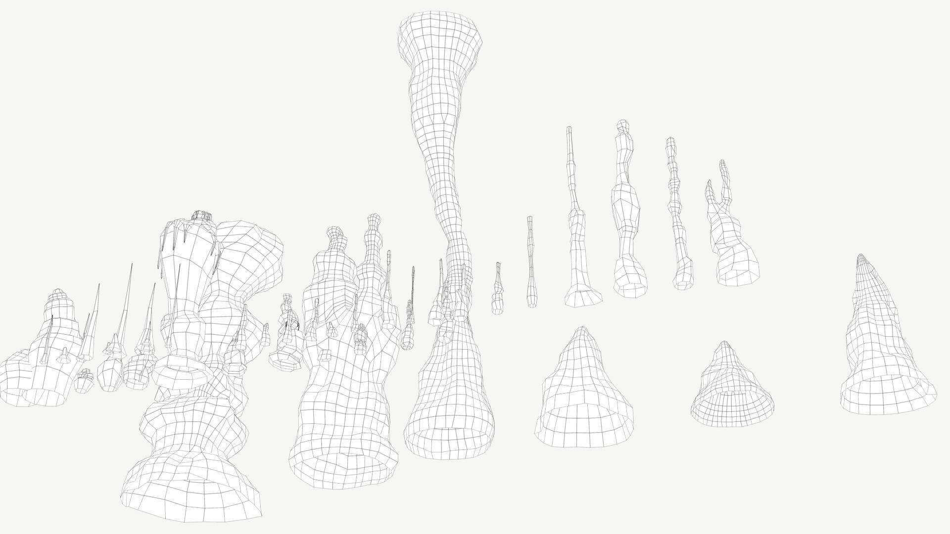 Stalagmites Set Low-poly 3D model_15