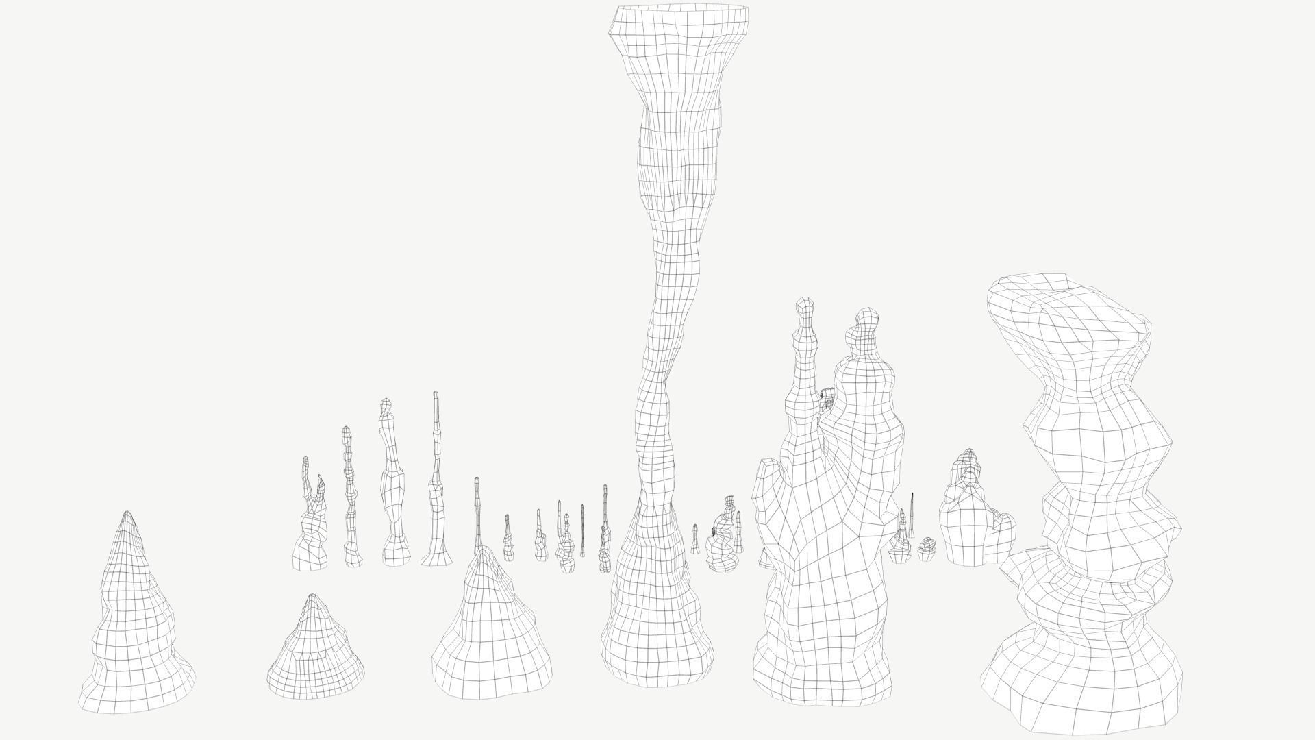 Stalagmites Set Low-poly 3D model_5