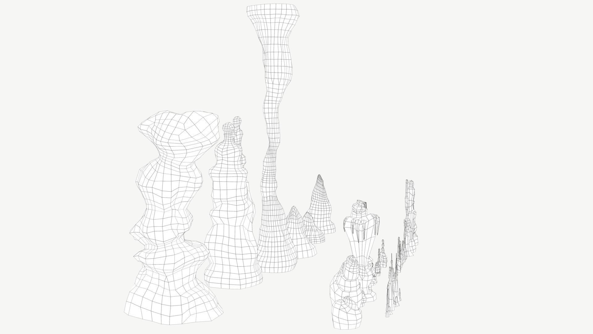 Stalagmites Set Low-poly 3D model_3