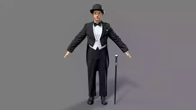 Japanese character Low-poly 3D model