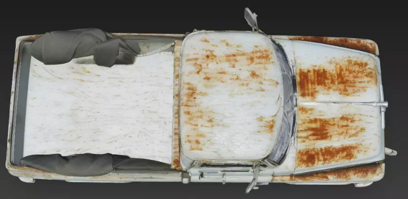 3D model of a scratched broken old rugged blue pickup truck 3D model_5