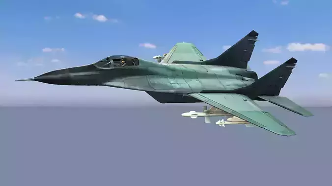 Fighter Jet Flying In Sky Plane V15 Low Poly 3D Model