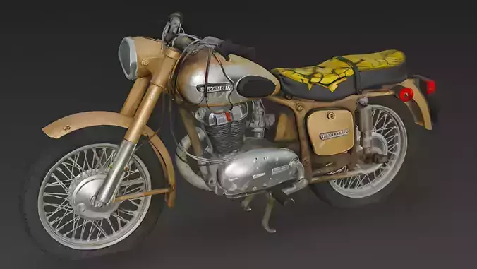 Vintage Tan Old Broken Scratched Motorcycle 3D Model