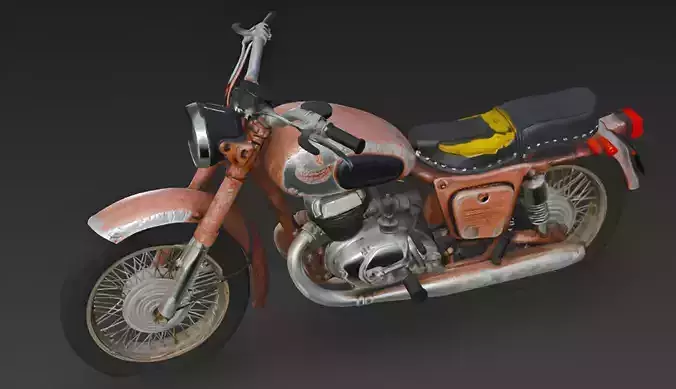 Vintage  rugged scratched broken Motorcycle 3D Model