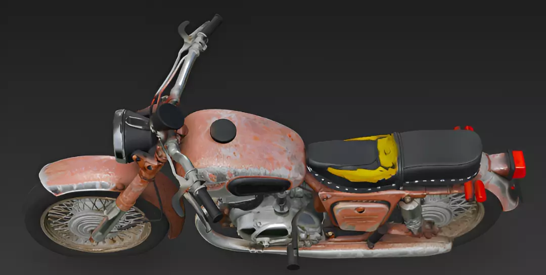 Vintage  rugged scratched broken Motorcycle 3D Model 3D model_6