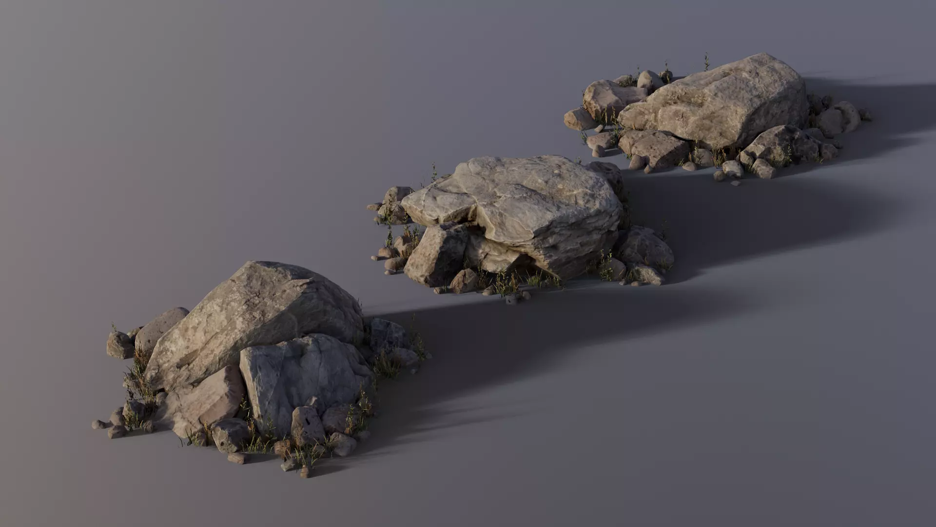 Rock assembly set large Low-poly 3D model_2