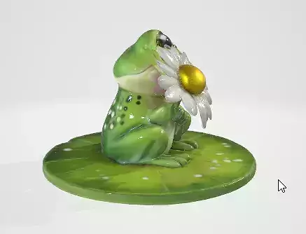 Cute Frog Holding Flower 3D Asset 3D model