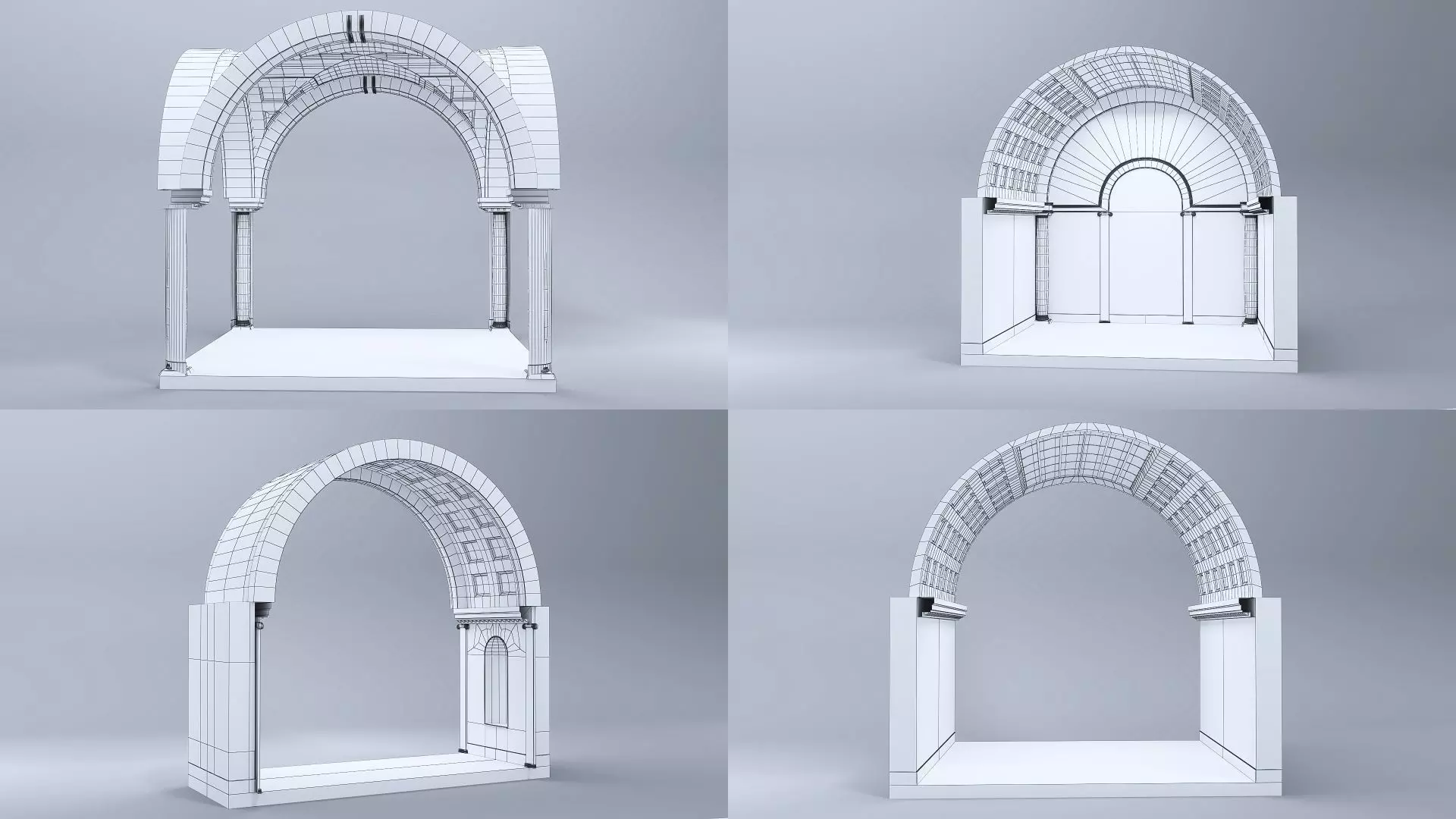 Classical low poly modular museum Low-poly 3D model_8