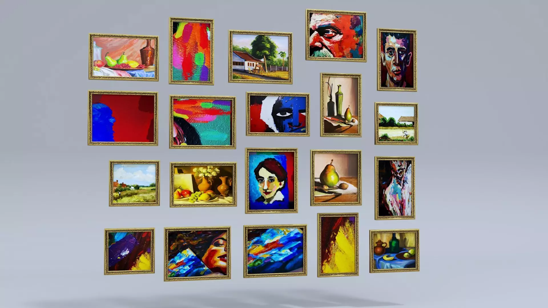 Classical low poly modular museum Low-poly 3D model_9