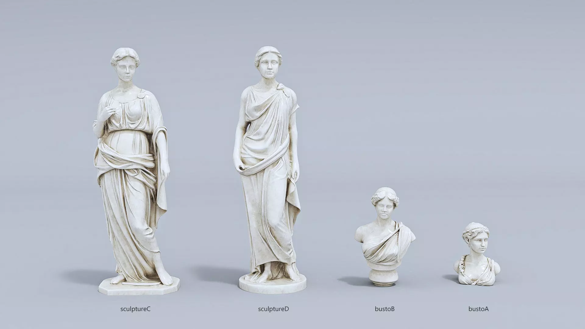 Classical low poly modular museum Low-poly 3D model_13