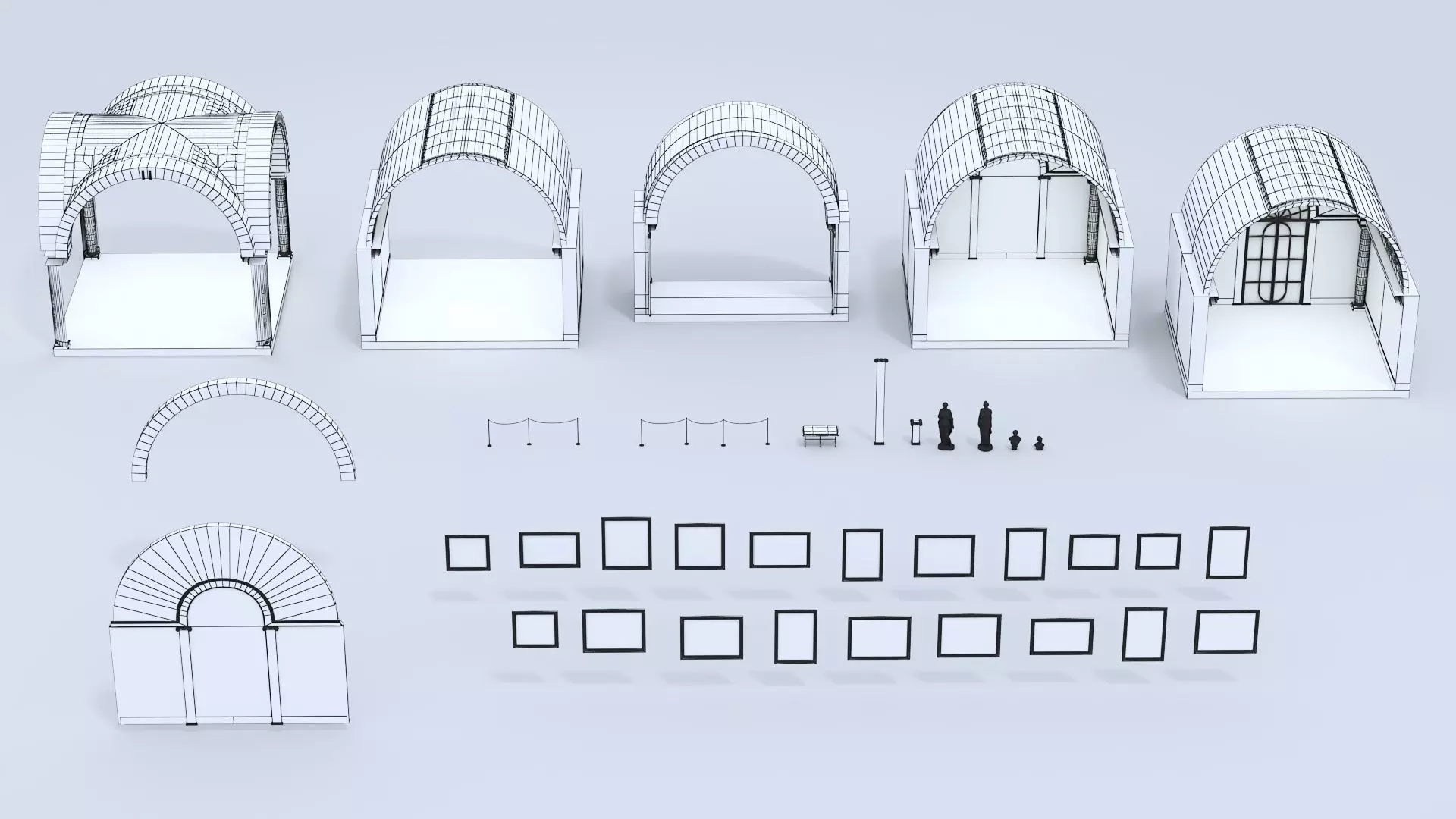Classical low poly modular museum Low-poly 3D model_4