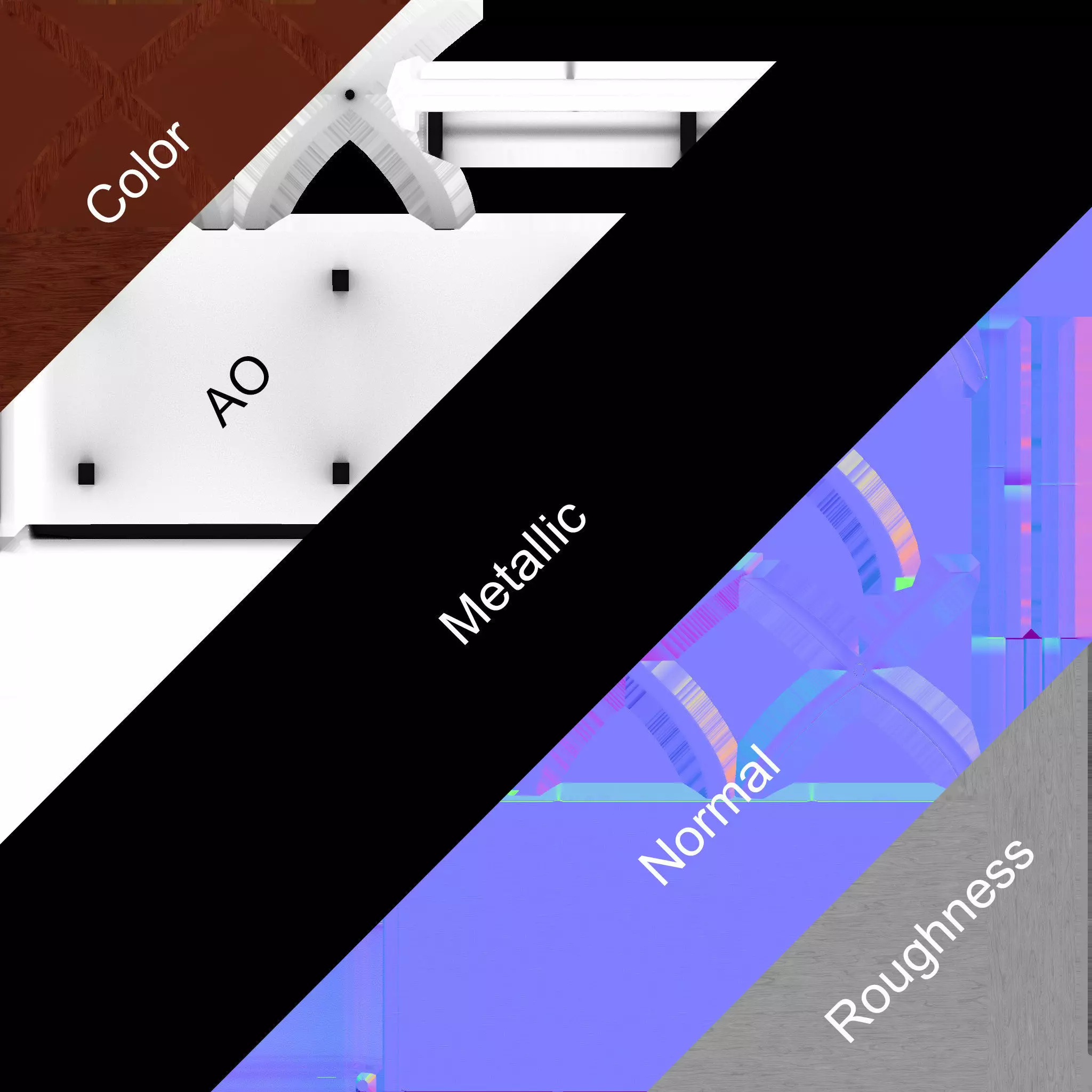 Classical low poly modular museum Low-poly 3D model_19