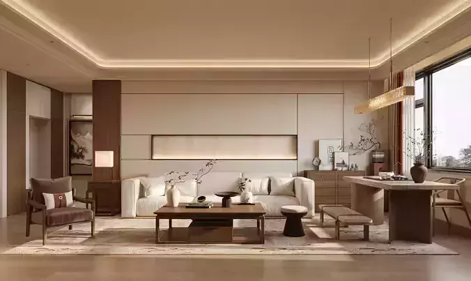Chinese Song - style living and dining room