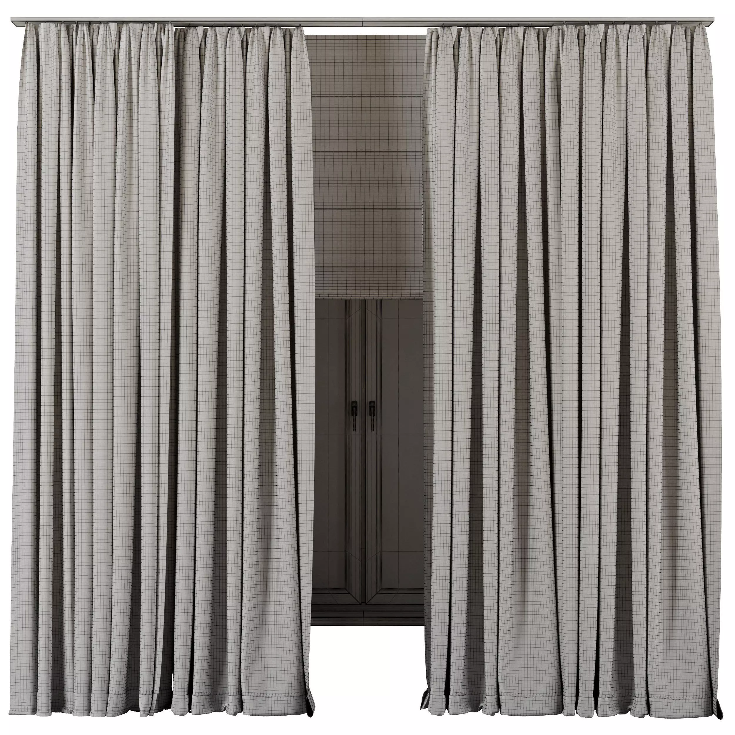 Linen Curtain - roman Curtain 40 Low-poly 3D model_5