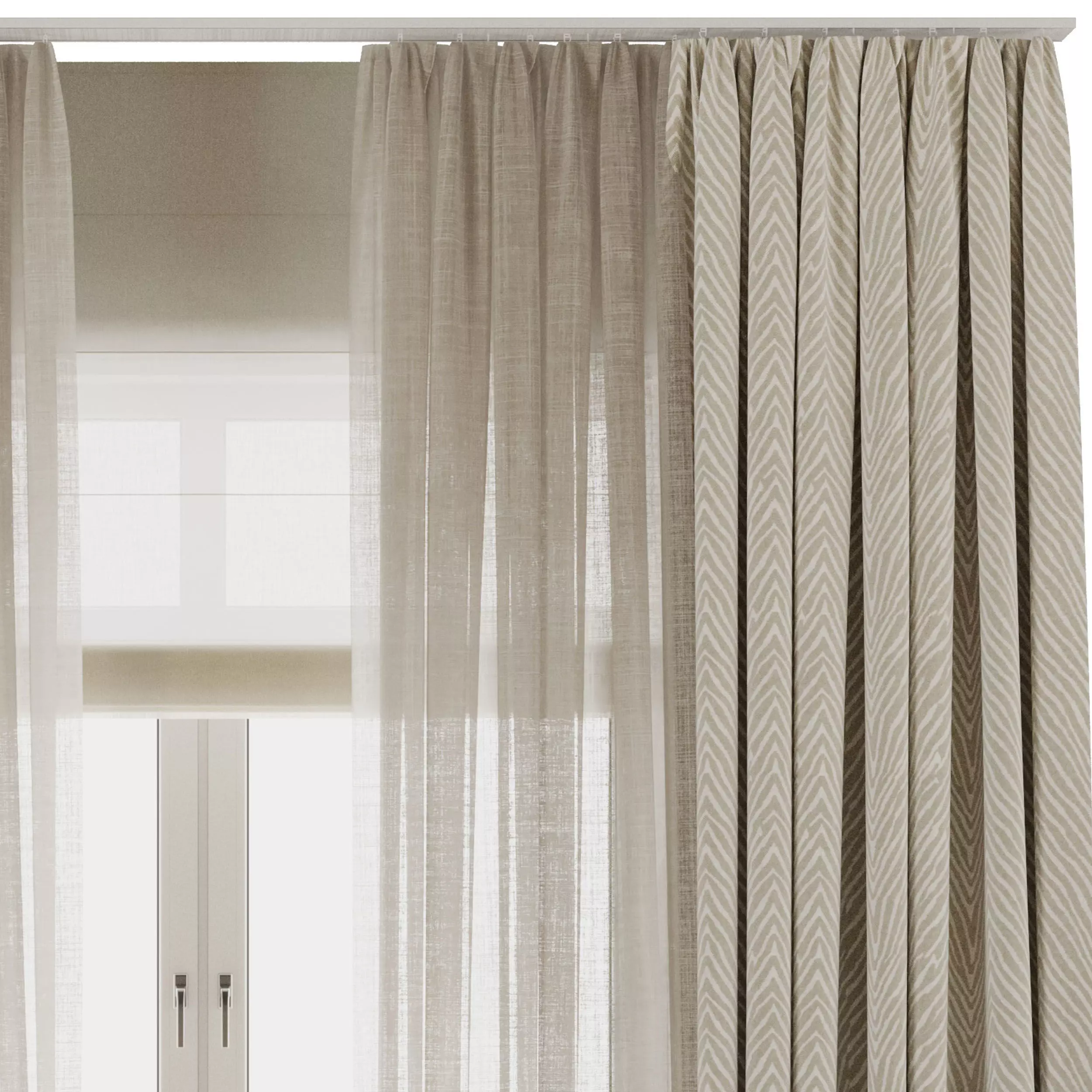 Linen Curtain - roman Curtain 40 Low-poly 3D model_3