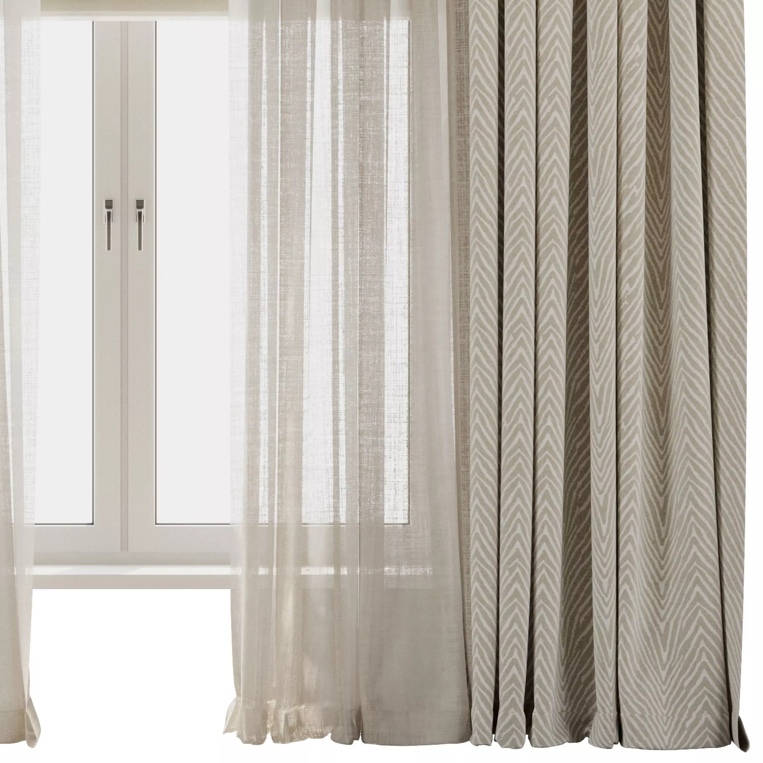 Linen Curtain - roman Curtain 40 Low-poly 3D model_4