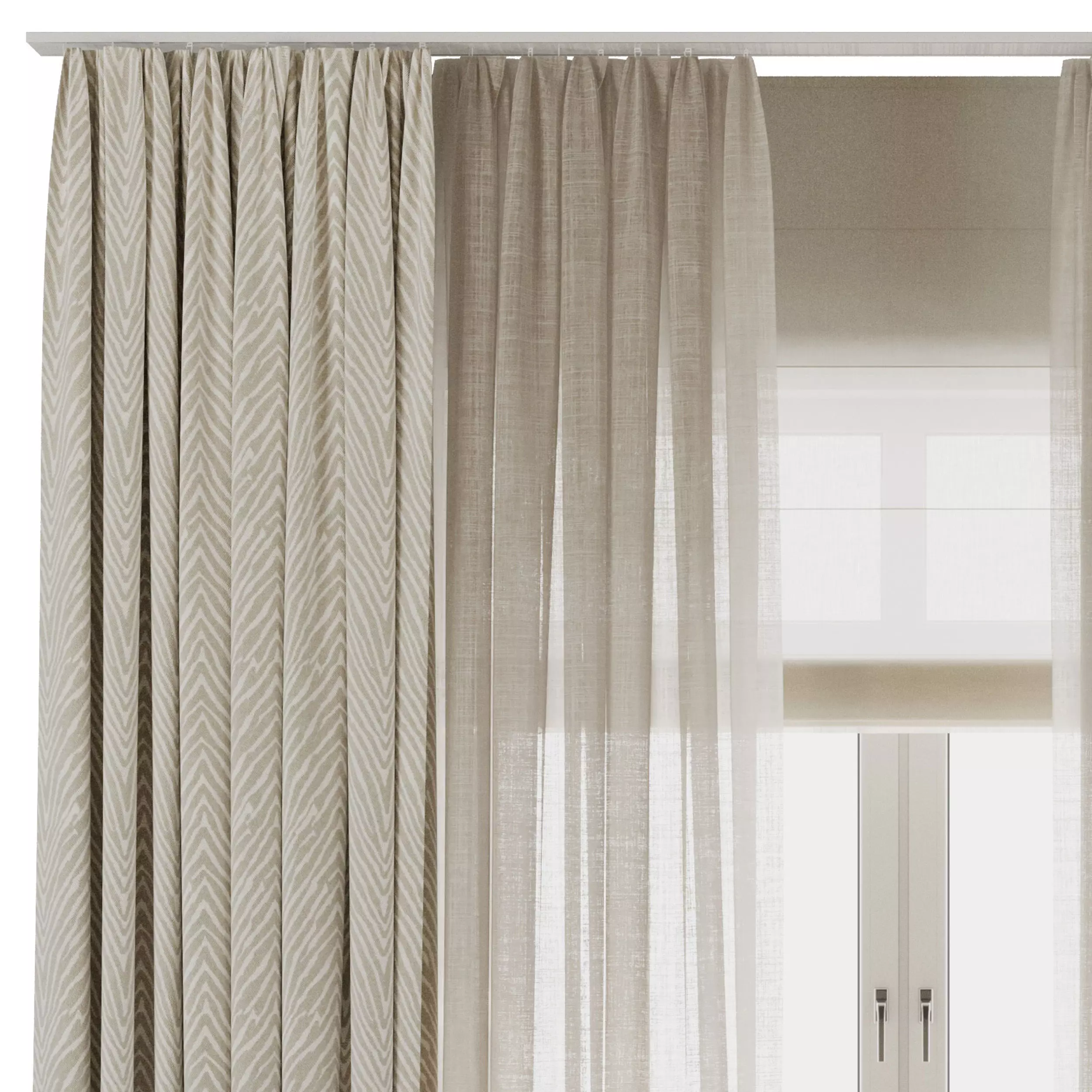 Linen Curtain - roman Curtain 40 Low-poly 3D model_2