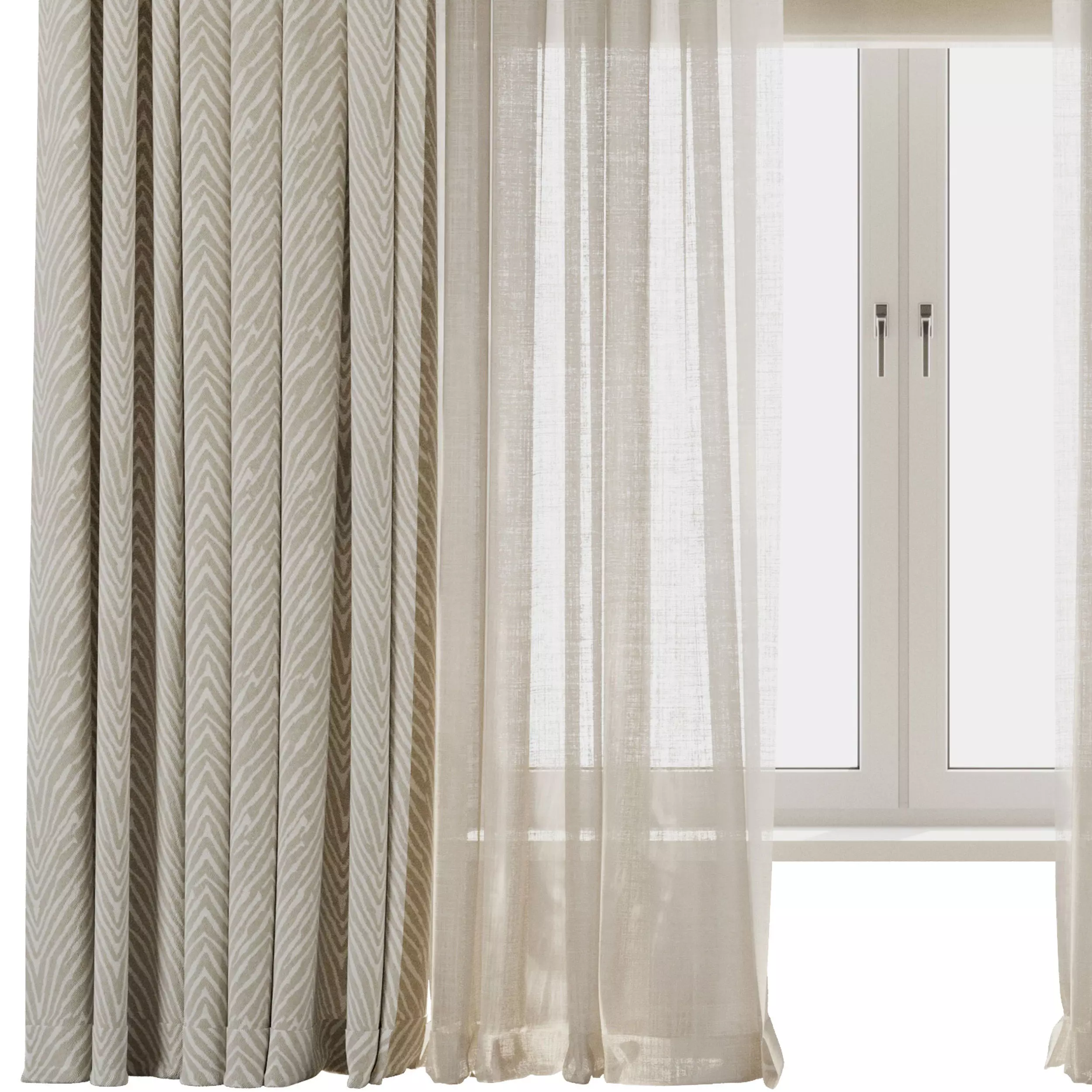 Linen Curtain - roman Curtain 40 Low-poly 3D model_1