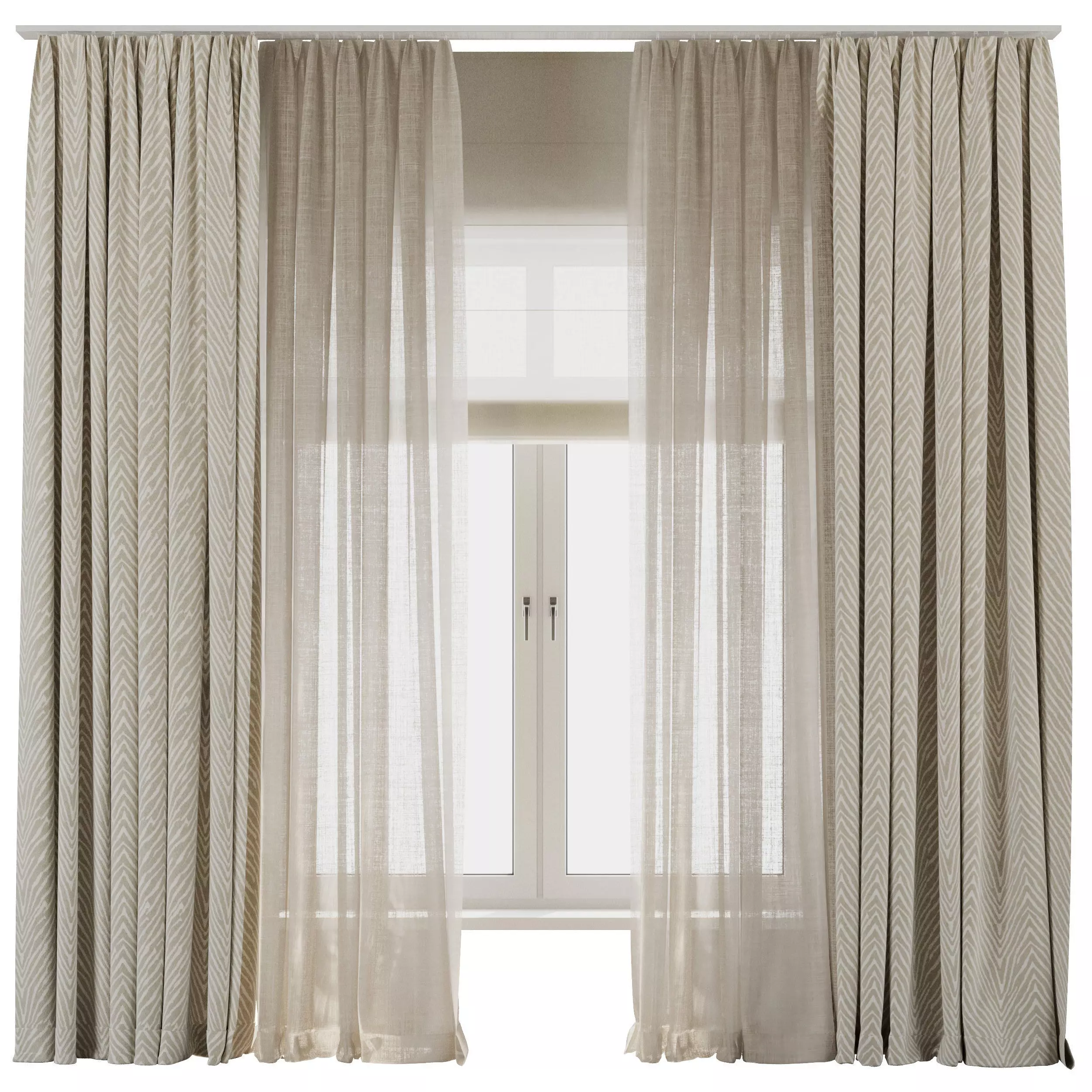 Linen Curtain - roman Curtain 40 Low-poly 3D model_0