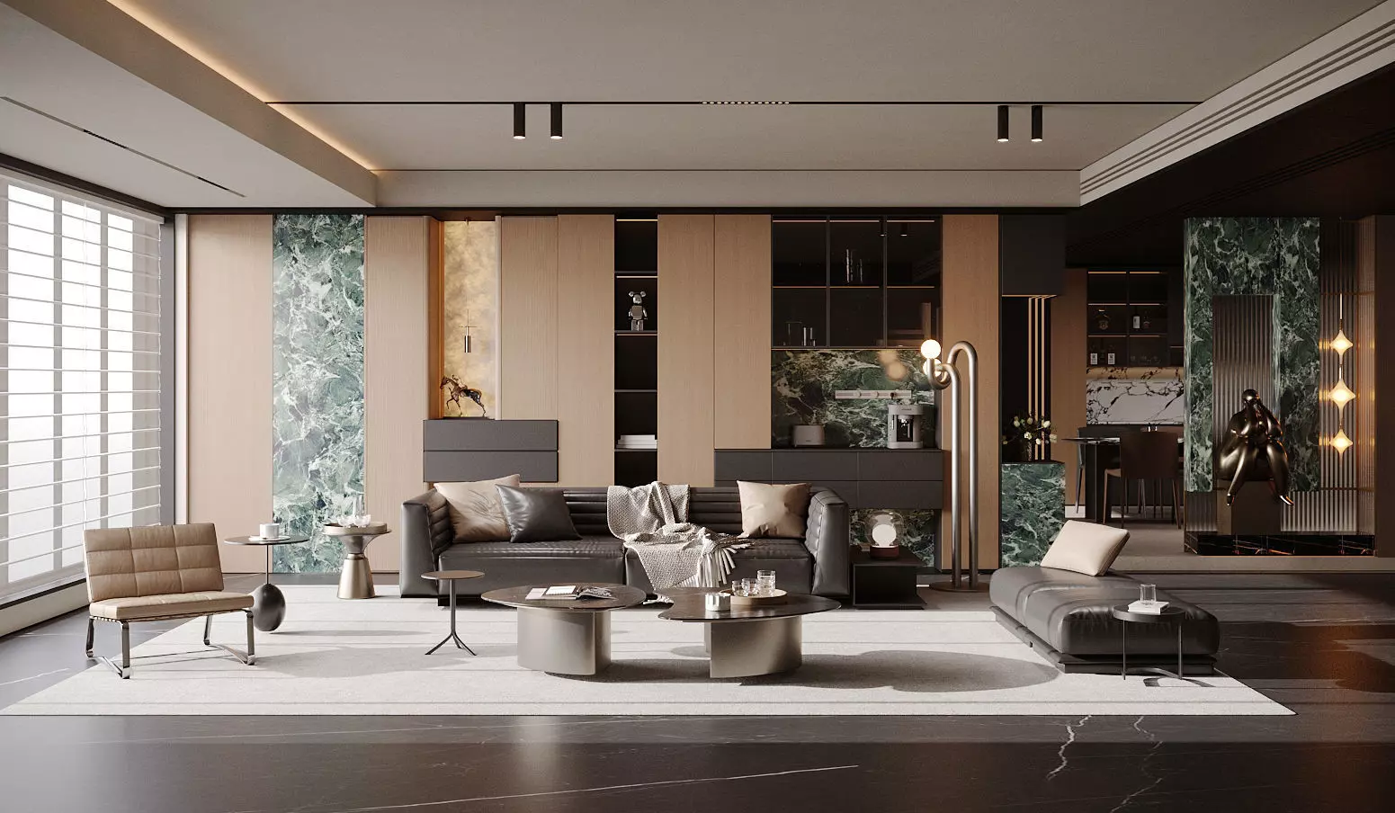 Italian-style living and dining room 3D model_0