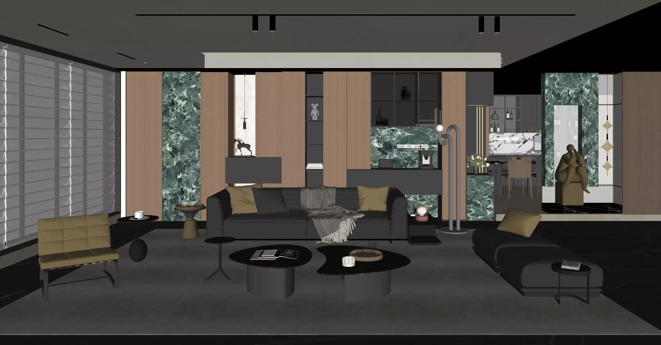 Italian-style living and dining room 3D model_4