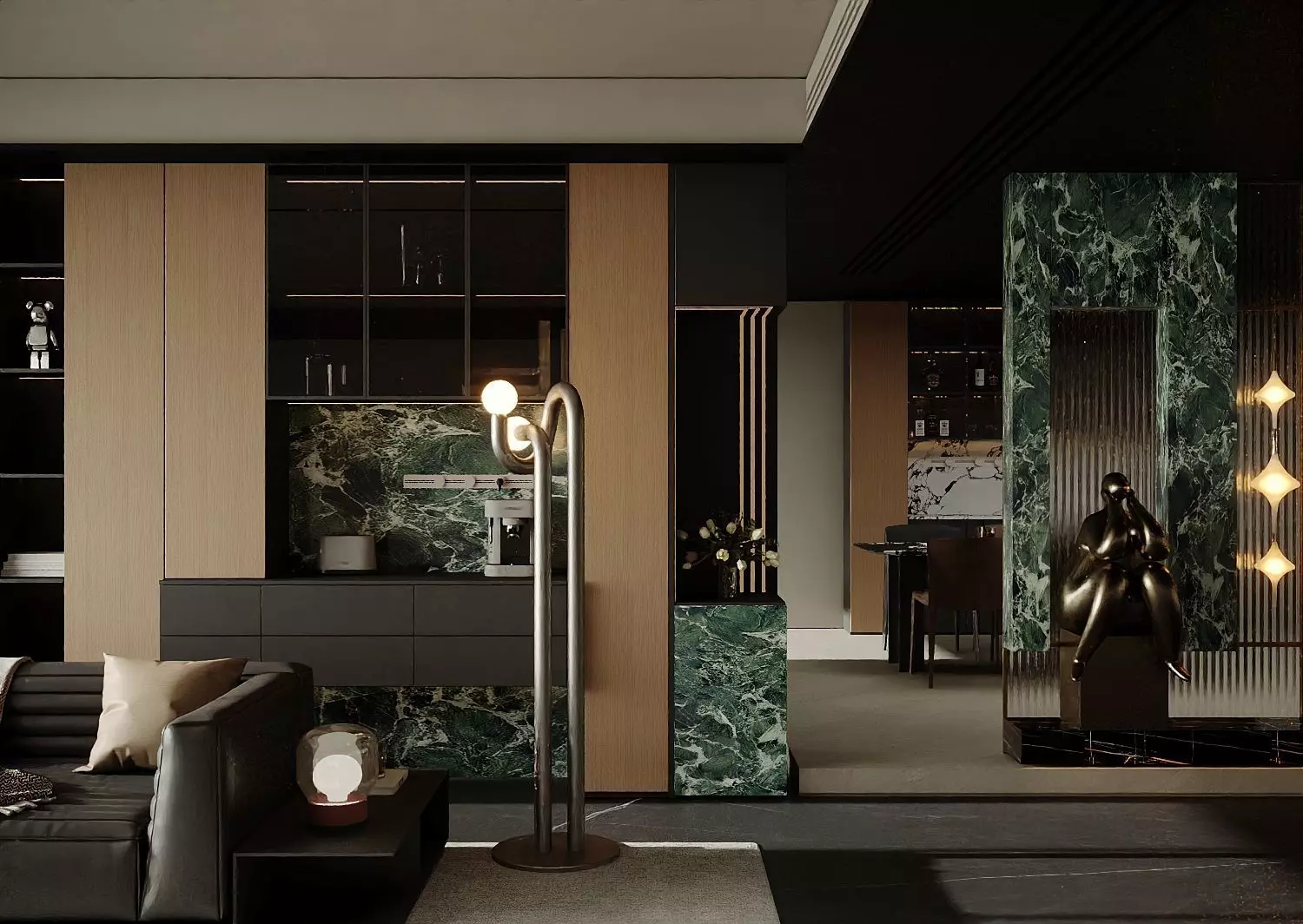 Italian-style living and dining room 3D model_2