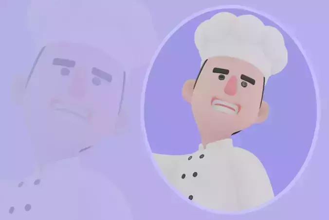 Stylized 3D Male Chef Character-Cartoon Cook Standing on Lobster