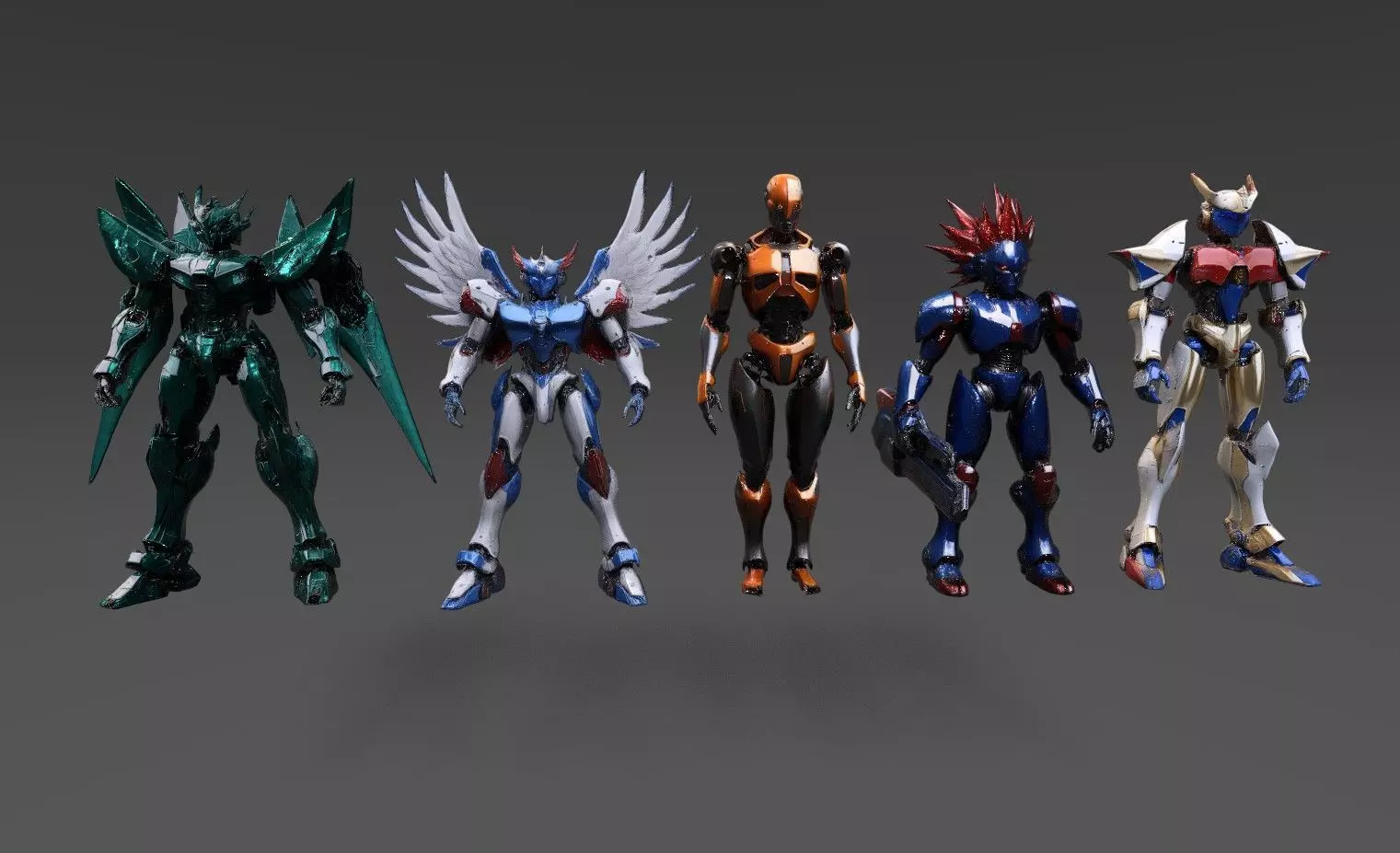 Robots Pack 6 Low-poly 3D model_0