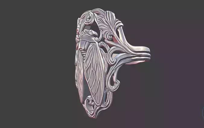 cicada ring bug art nouveau ring