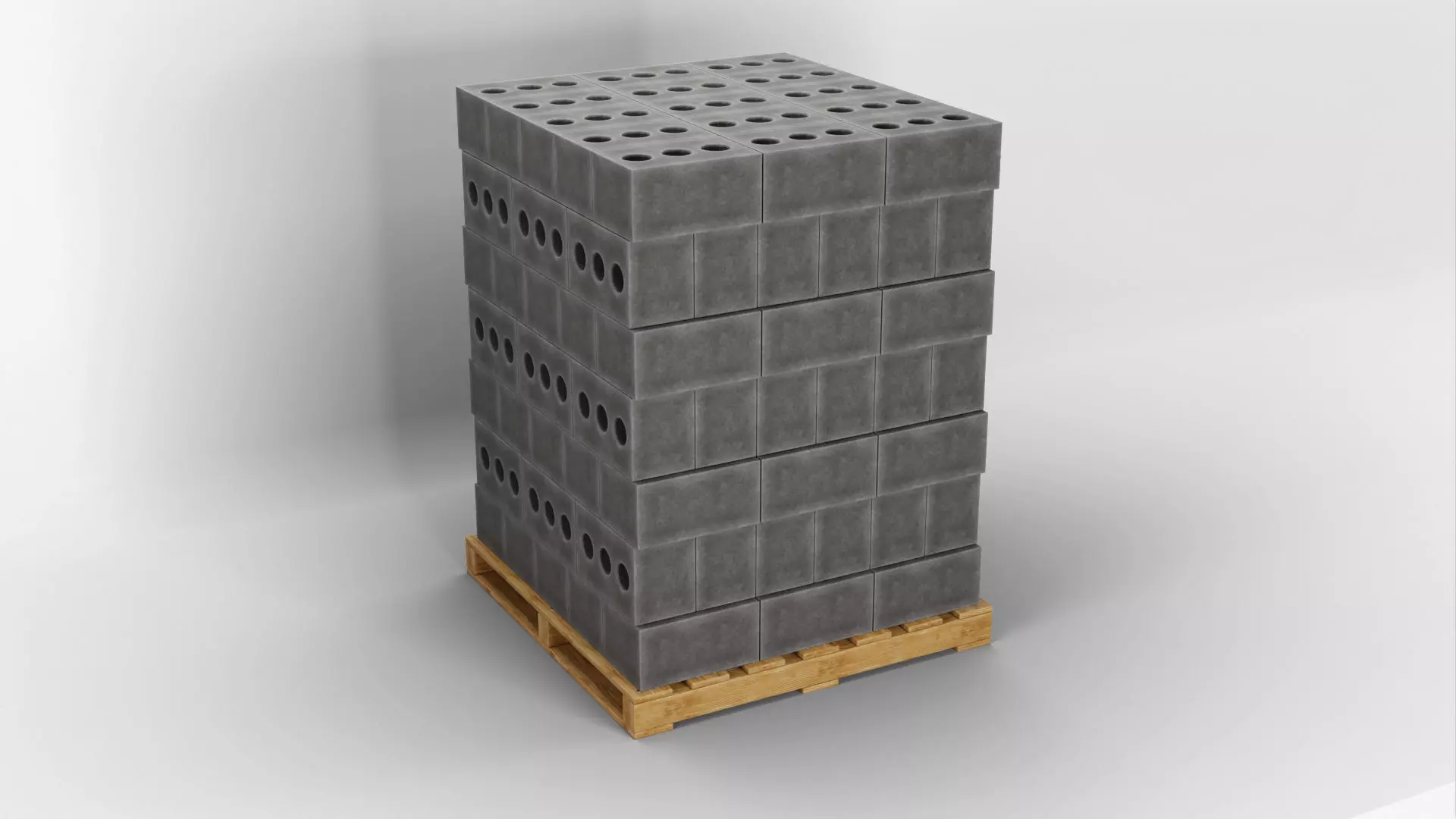 Wooden Pallet with Bricks 3 3D model