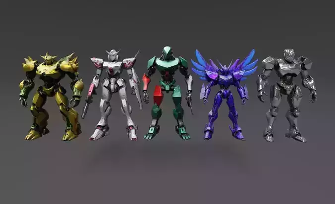 Robots Pack 9 Low-poly 3D model Robots Pack 9 Low-poly 3D model