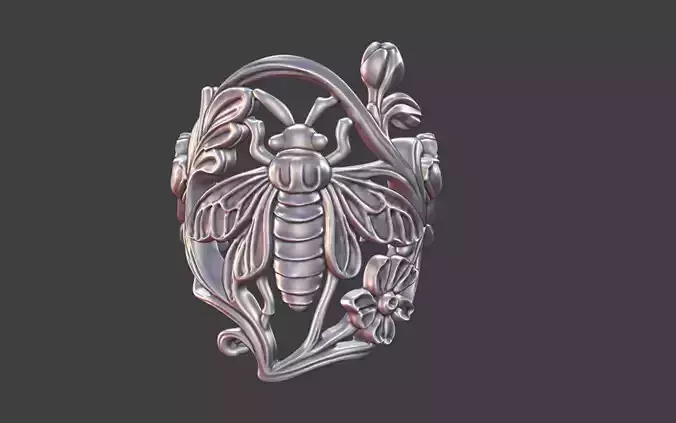 art nouveau floral insect ring nature inspired