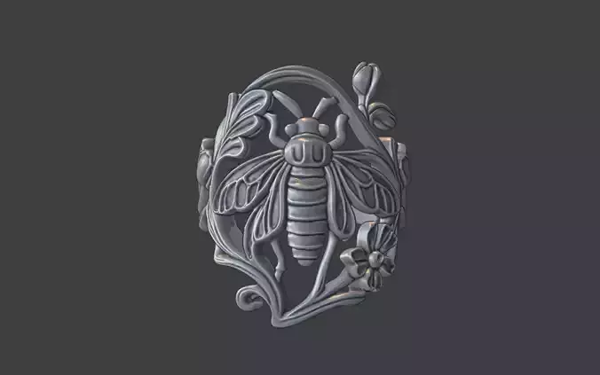 art nouveau floral insect ring nature inspired